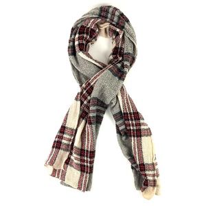 Buckle Soft Red & Grey Plaid Scarf